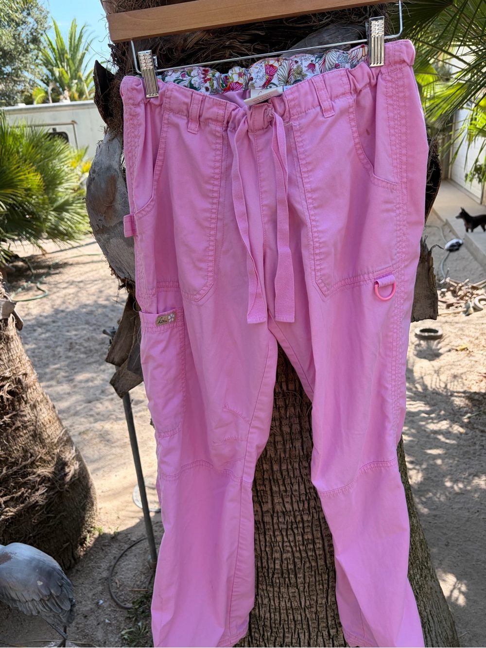 Women’s pink koi scrub pants nurse medical